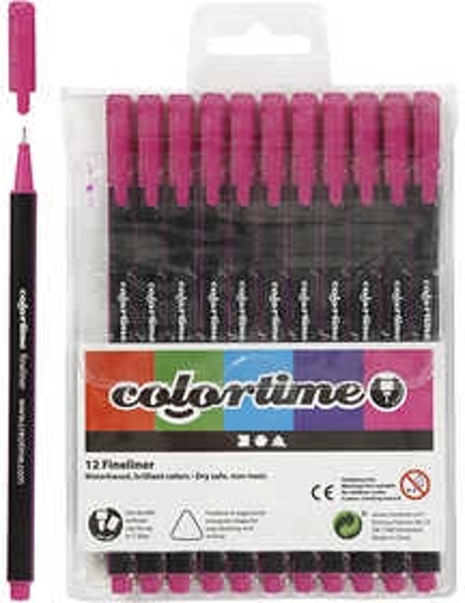 Colortime Fineliner, lijndikte: 0,6-0,7 mm, cyclaam, 12stuks [HOB-373641]